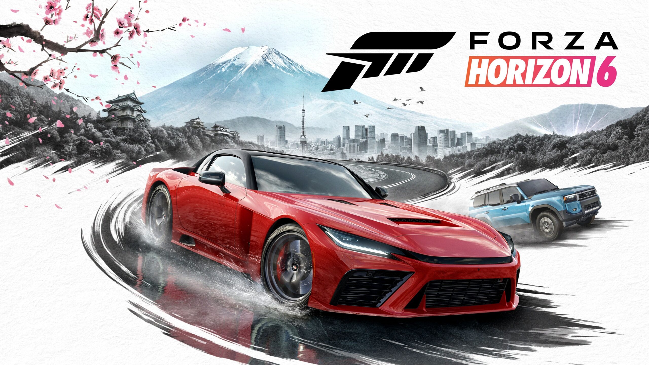 Forza Horizon 6 key art - sports car racing through Japan